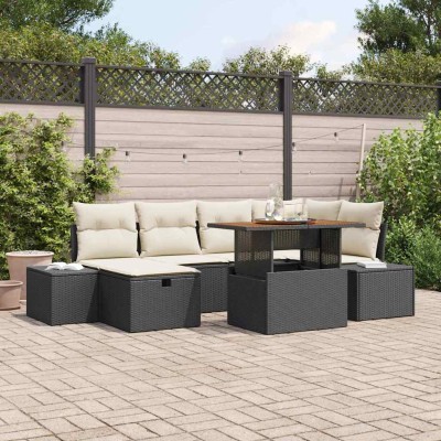Garden Sofa Set 7 pcs Black...