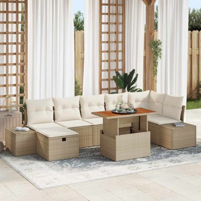 Garden Sofa Set 8 pcs Sand...