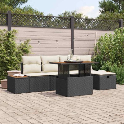 Garden Sofa Set 6 pcs Black...