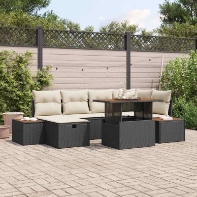Garden Sofa Set 7 pcs Black...