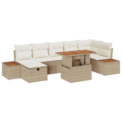 Garden Sofa Set 8 pcs Sand...