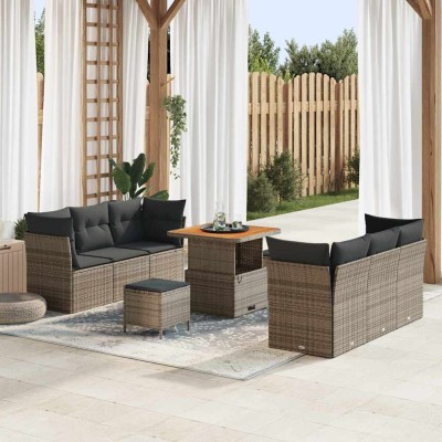 Garden Sofa Set 9 pcs Gray...