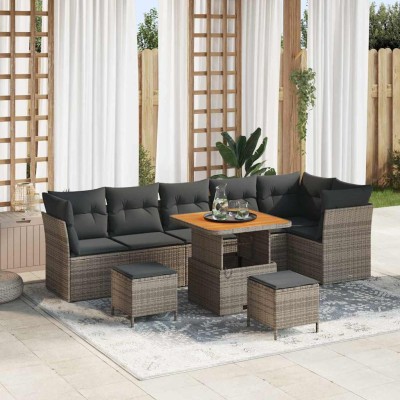 Garden Sofa Set 9 pcs Gray...