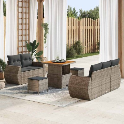 Garden Sofa Set 8 pcs Gray...