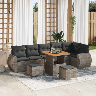 Garden Sofa Set 9 pcs Gray...
