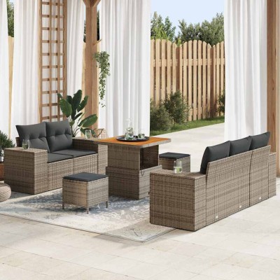 Garden Sofa Set 8 pcs Gray...