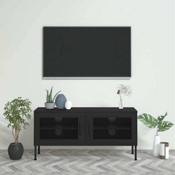 TV cabinet, black, 105x35x50cm, steel