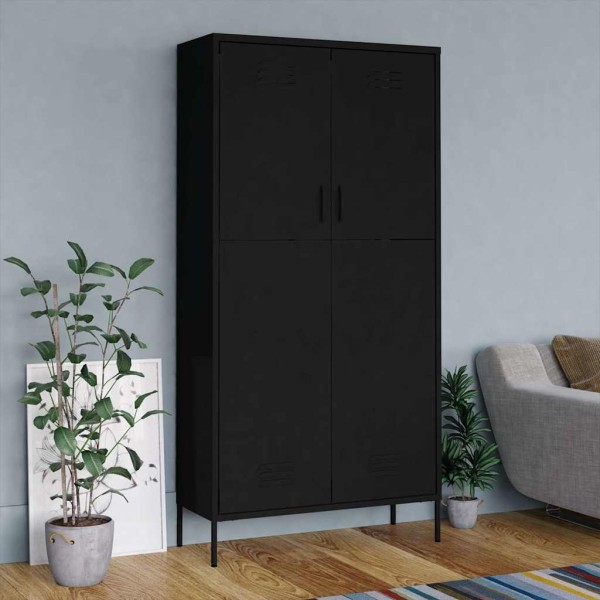 Wardrobe, black, 90x50x180cm, steel