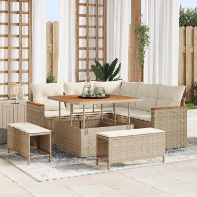 Garden Sofa Set 8 pcs Sand...