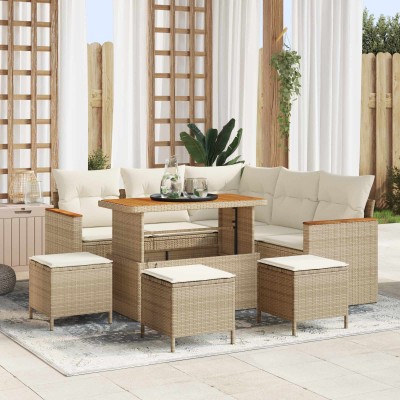 Garden Sofa Set 9 pcs Sand...