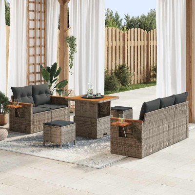 Garden Sofa Set 8 pcs Gray...