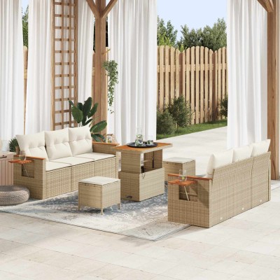 Garden Sofa Set 9 pcs Sand...