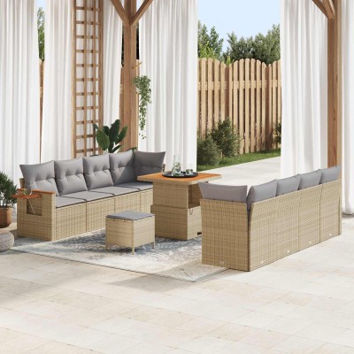 Garden Sofa Set 11 pcs Sand...