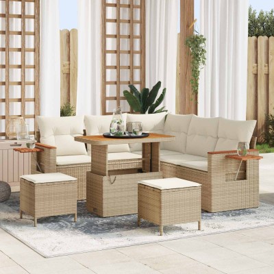 Garden Sofa Set 8 pcs Sand...