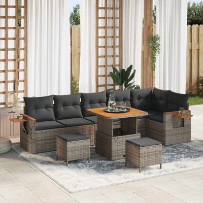 Garden Sofa Set 9 pcs Gray...