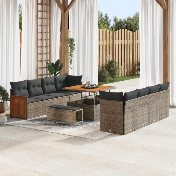 Garden sofa set with pillow 11 pcs Gray