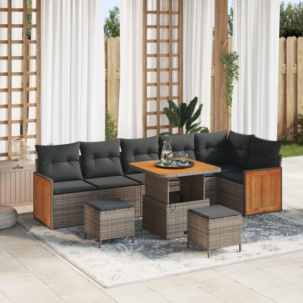 Sodo Sofų Rinkinys su pagalve 9 pcs Pilka