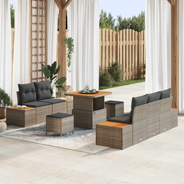 Garden sofa set with pillow 8 pcs Gray