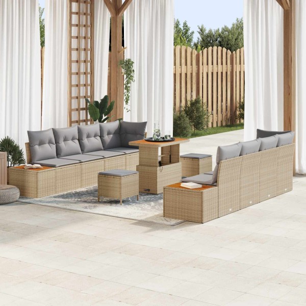 Garden sofa set with pillow 11 pcs Beige and light gray