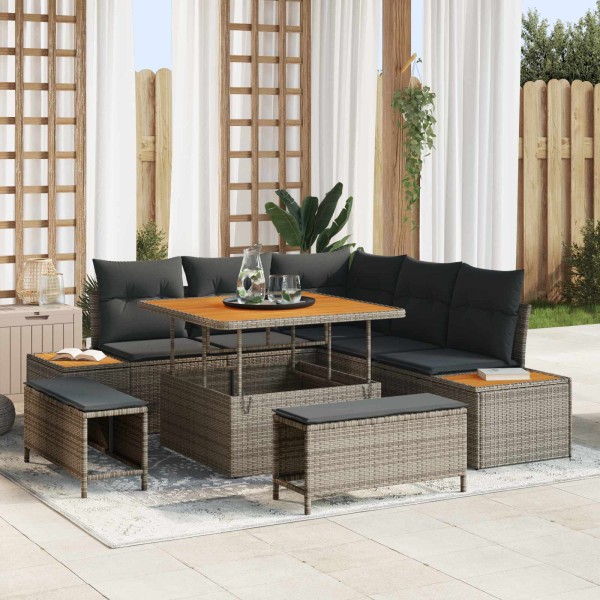 Garden sofa set with pillow 8 pcs Gray