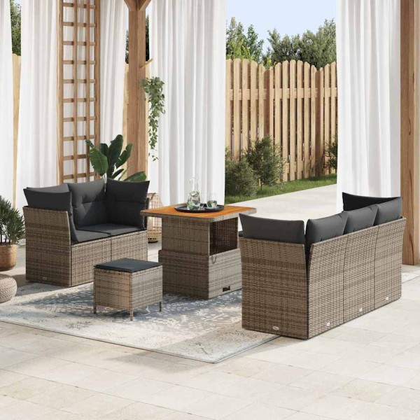 Garden sofa set with cushion and storage 8 pcs Gray