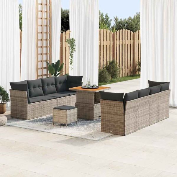 Garden sofa set with cushion and storage 11 pcs Gray