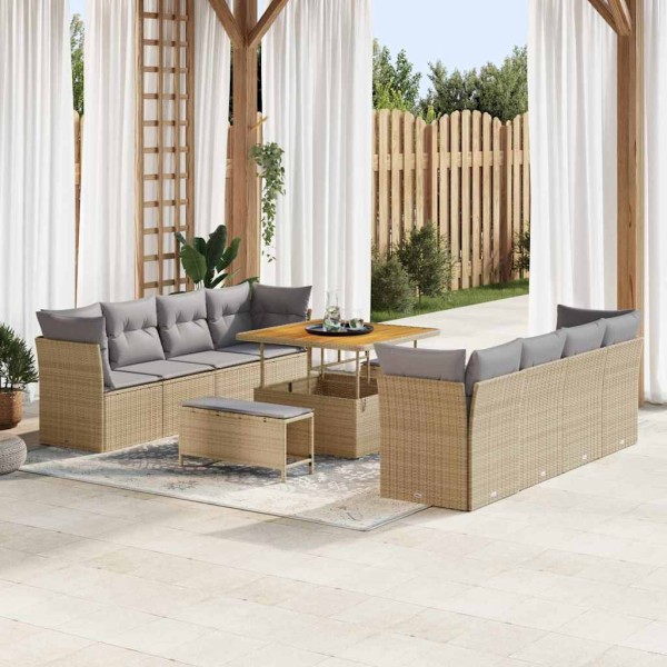 Sodo Sofų Rinkinys 11 pcs smėlio ir šviesiai pilkos spalvos
