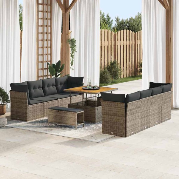 Garden sofa set with cushion and storage 11 pcs Gray
