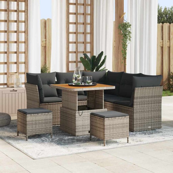 Garden sofa set with cushion and storage 8 pcs Gray