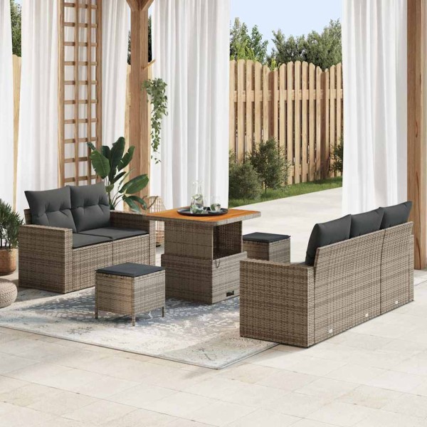 Garden sofa set with cushion and storage 8 pcs Gray