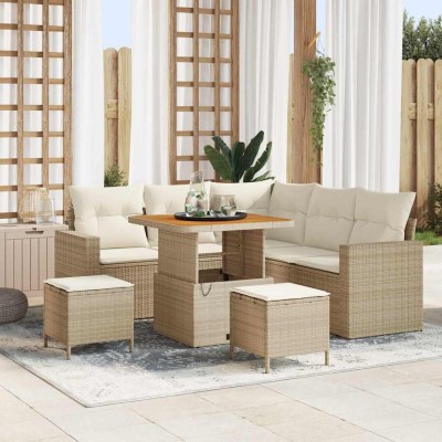 Garden Sofa Set 9 pcs Beige...