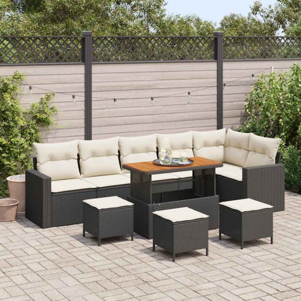 Garden Sofa Set 12 pcs Black and cream polyrattan
