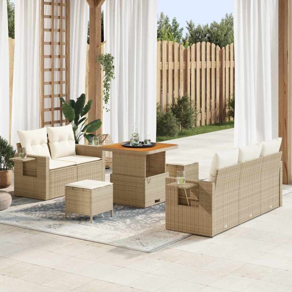 Garden Sofa Set 10 pcs Beige and cream polyrattan