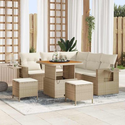 Garden Sofa Set 9 pcs Beige...