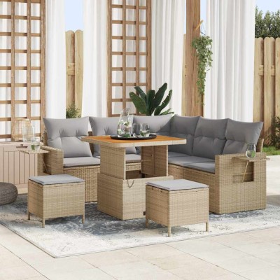 Garden Sofa Set 9 pcs Beige...