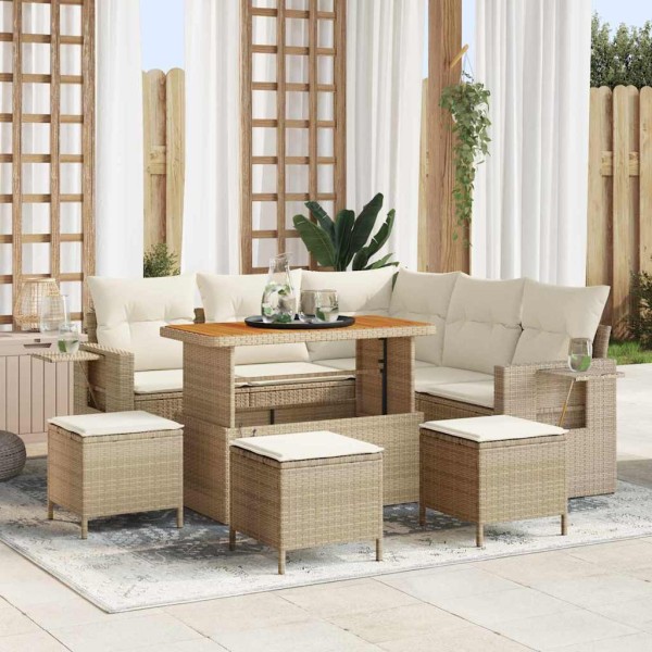 Garden Sofa Set 10 pcs Beige and cream polyrattan