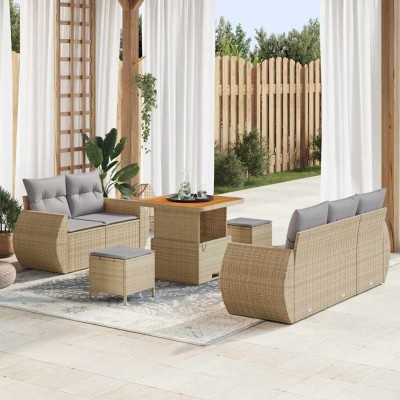 Garden Sofa Set 8 pcs Beige...