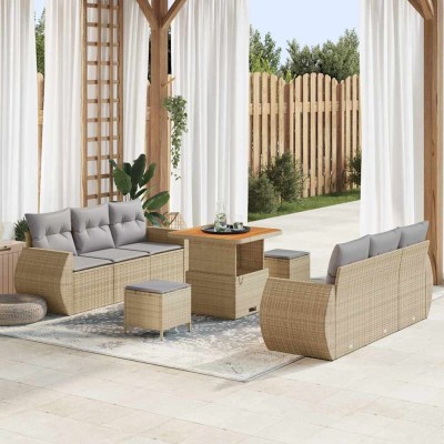 Garden Sofa Set 9 pcs Beige...