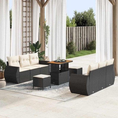 Garden Sofa Set 9 pcs Black...