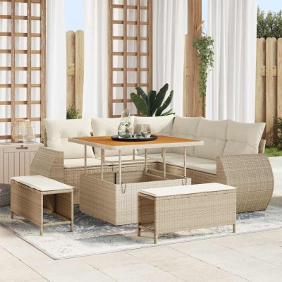 Garden Sofa Set 8 pcs Beige...