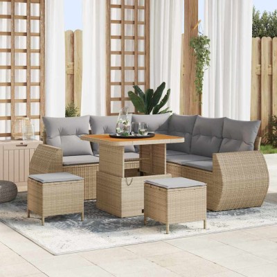 Garden Sofa Set 8 pcs Beige...