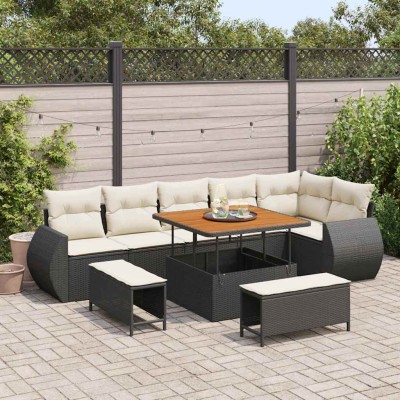 Garden Sofa Set 9 pcs Black...