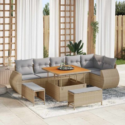 Garden Sofa Set 9 pcs beige...