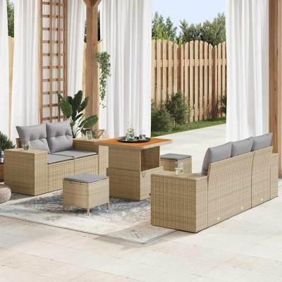 Garden Sofa Set 8 pcs Beige...