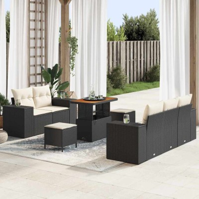 Garden Sofa Set 8 pcs Black...