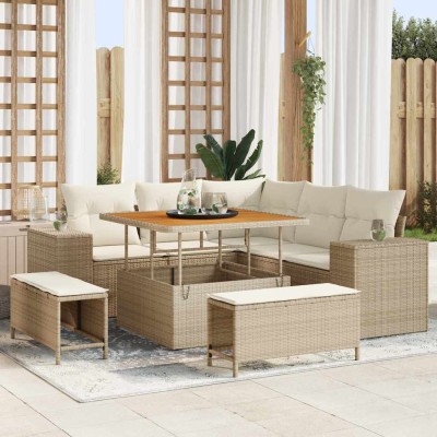Garden Sofa Set 8 pcs Beige...