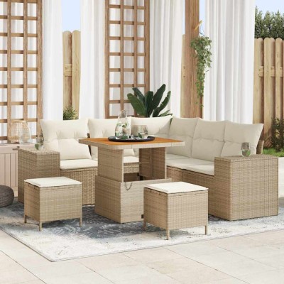 Garden Sofa Set 8 pcs Beige...