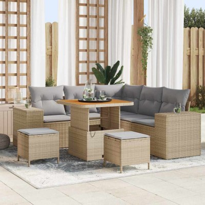 Garden Sofa Set 8 pcs Beige...