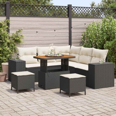 Garden Sofa Set 8 pcs Black...