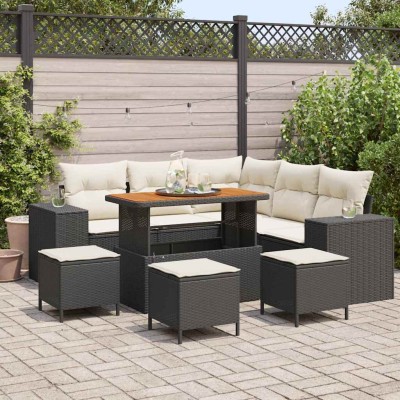 Garden Sofa Set 9 pcs Black...
